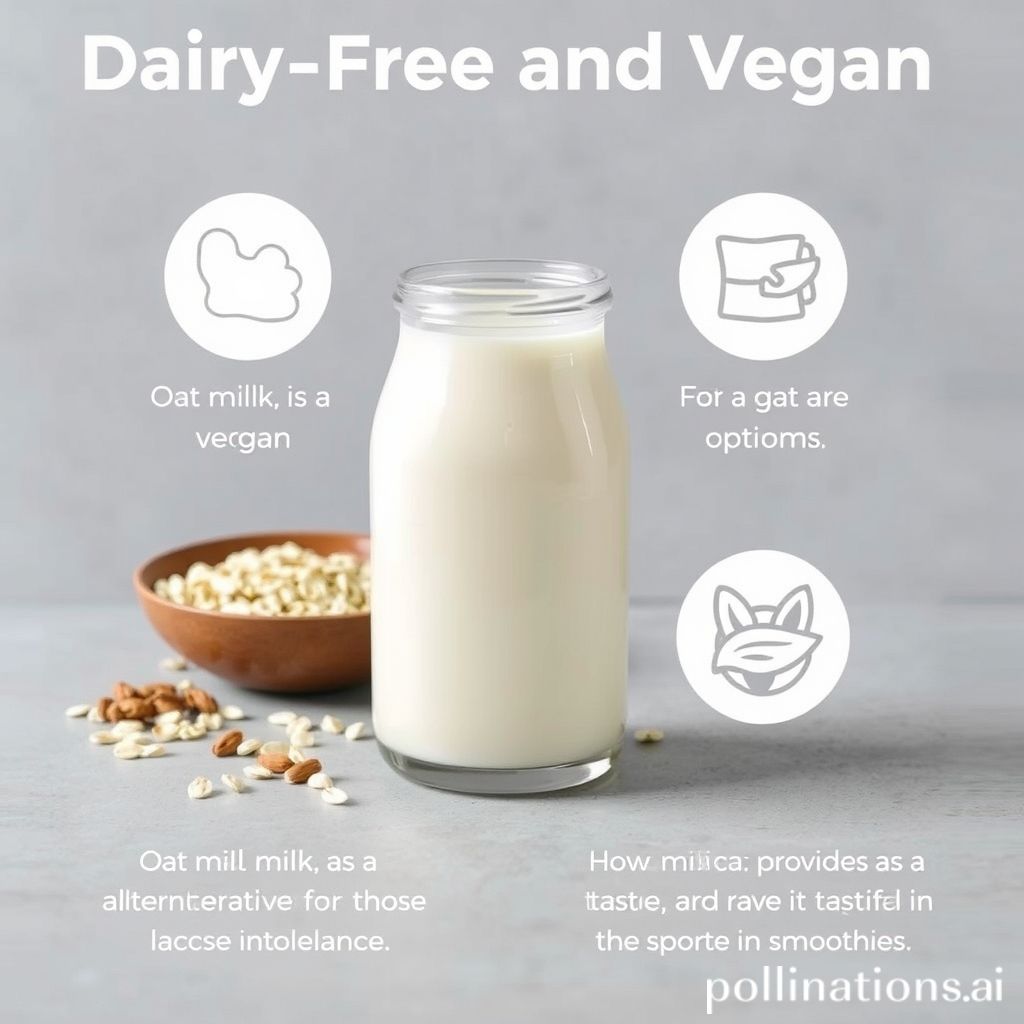 Dairy Free and Vegan Options.
1. Oat milk as a suitable alternative for those with lactose intolerance
2. Oat milk as a vegan option for those avoiding animal products
3